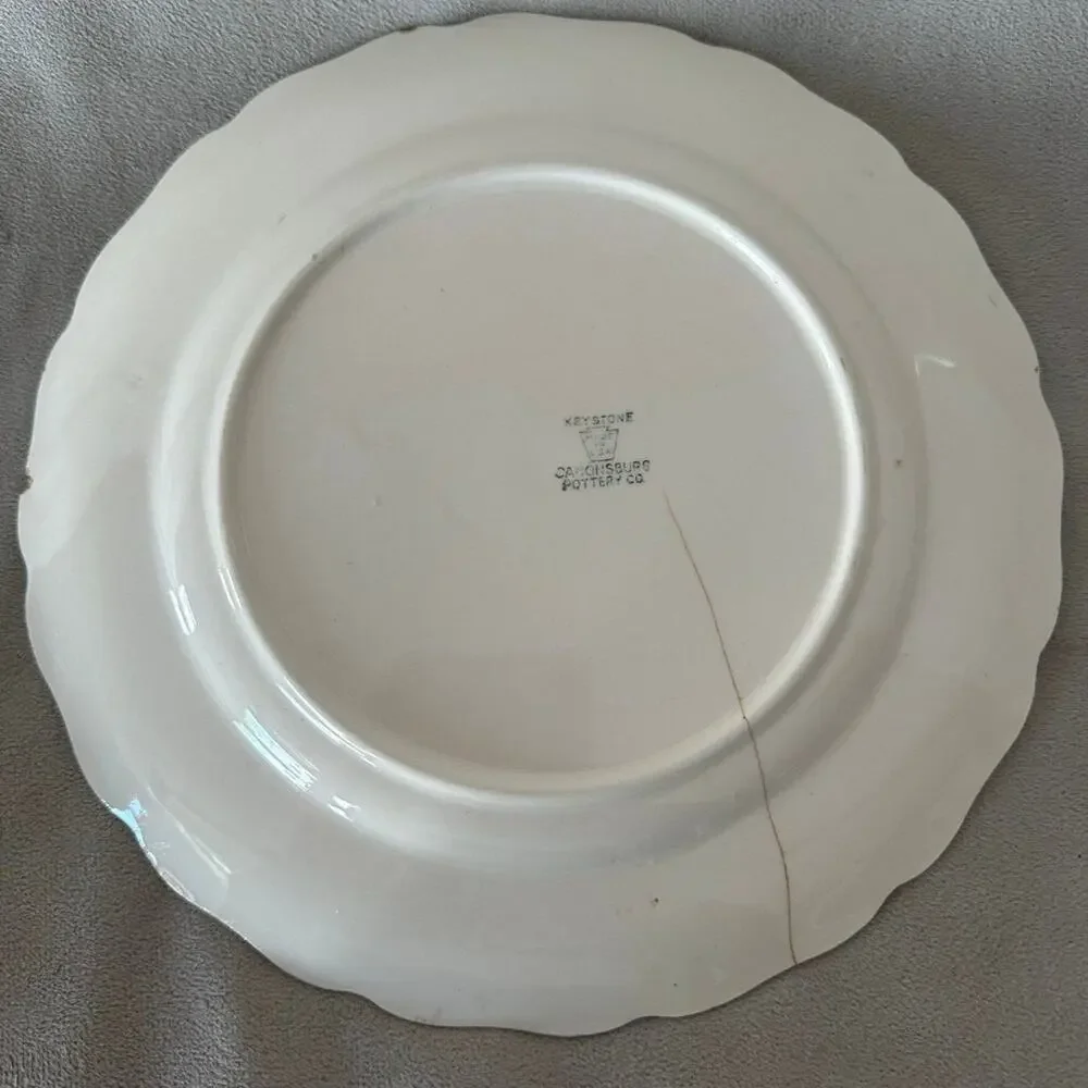 Vintage Large Keystone Canonsburg Pottery Plate Set of 2 FLAWED